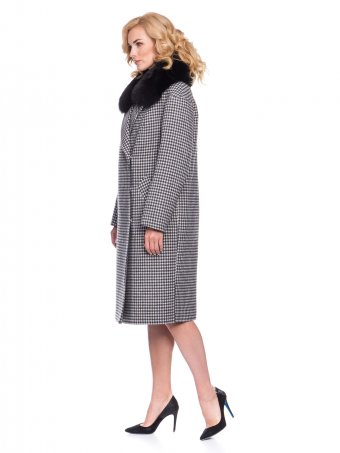 Зимнее женское пальто из шерсти со съёмным воротником и поясом