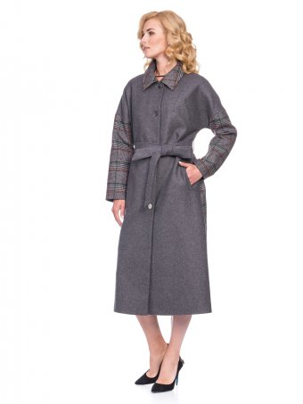 Женское демисезонное пальто "Балмакаан" в шотландском стиле