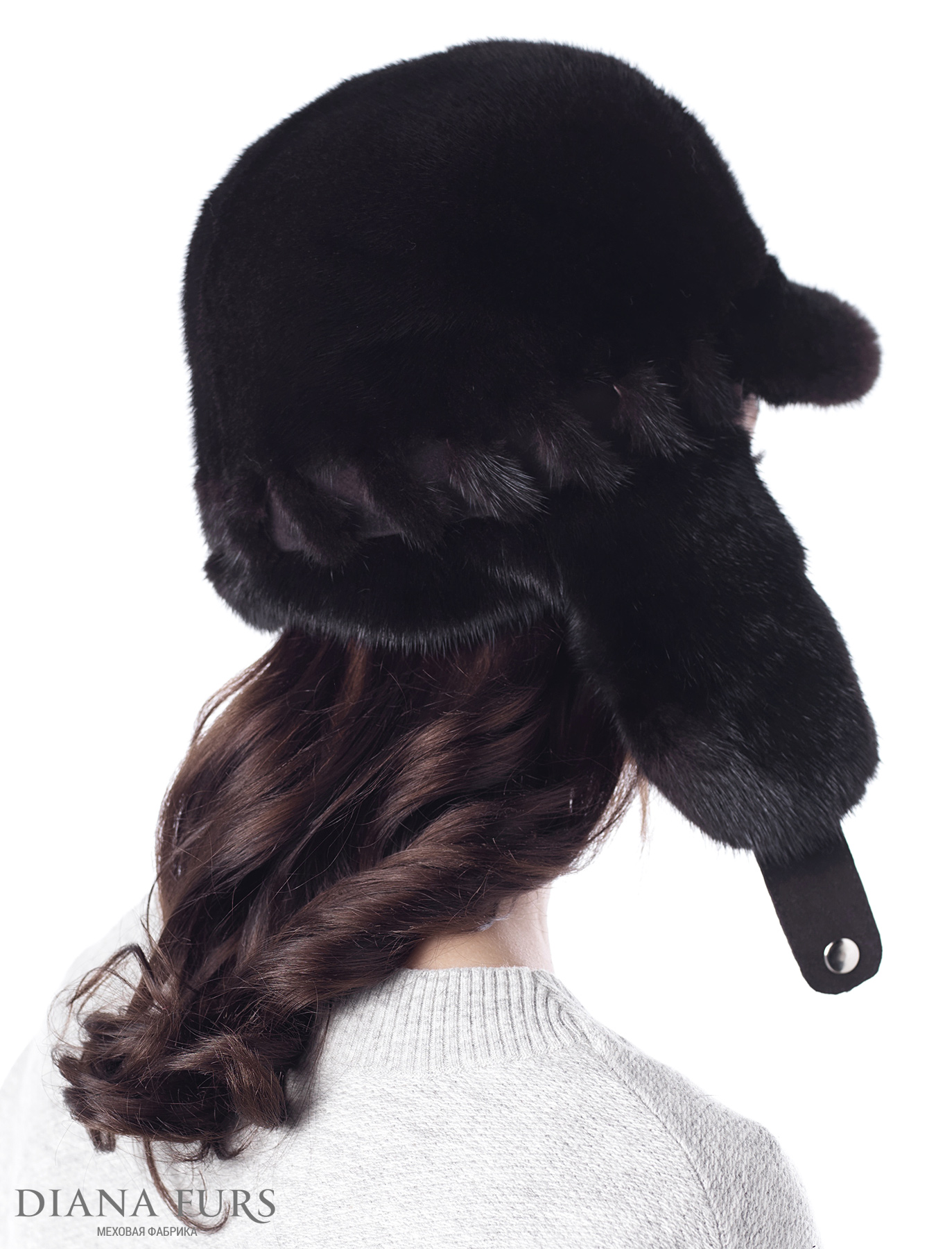 Классическая шапка из норки с ушками, модель Биллюр