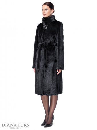 Французское норковое пальто с воротником стойка, модель Френч